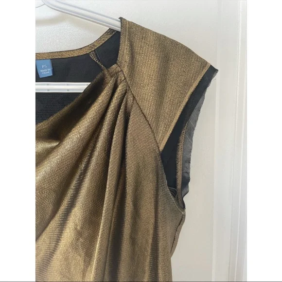 VERA WANG gold blouse size S - Picture 4 of 5
